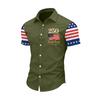 Men Short Sleeve Button Down Shirt 250 Years Print Flag Inspired Pattern Casual Fit Collared Top