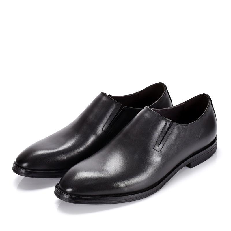 Men s Genuine Leather Pointed Toe Loafers - Spring/Autumn Trendy Business Casual Slip-on Shoes 44