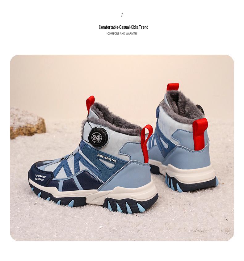 Children's Soft Sole Non-Slip Sneakers - Autumn/Winter 2025, Velvet-Lined, Thickened Warm Cotton, Casual Sports Shoes for Medium & Large Kids