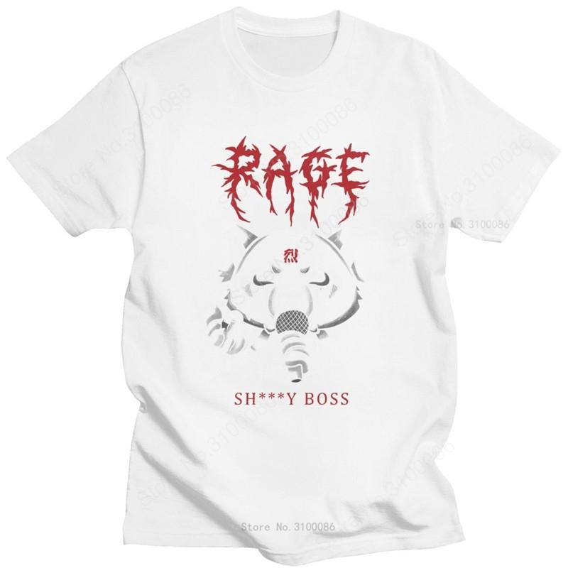 Funny Men T Shirt Aggretsuko Aggressive Retsuko Karaoke Rage Mood Short Sleeve Pure Cotton T-shirt Japanese Anime Manga Tee Tops