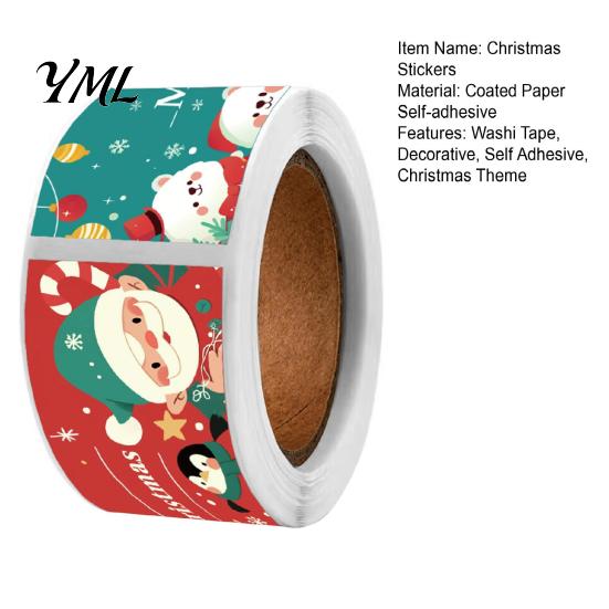 Decorative Gift Box Labels Christmas Sealing Stickers, Self-adhesive Labels, Coated Paper Stickers Roll for Envelope Seals And Boxes Packaging