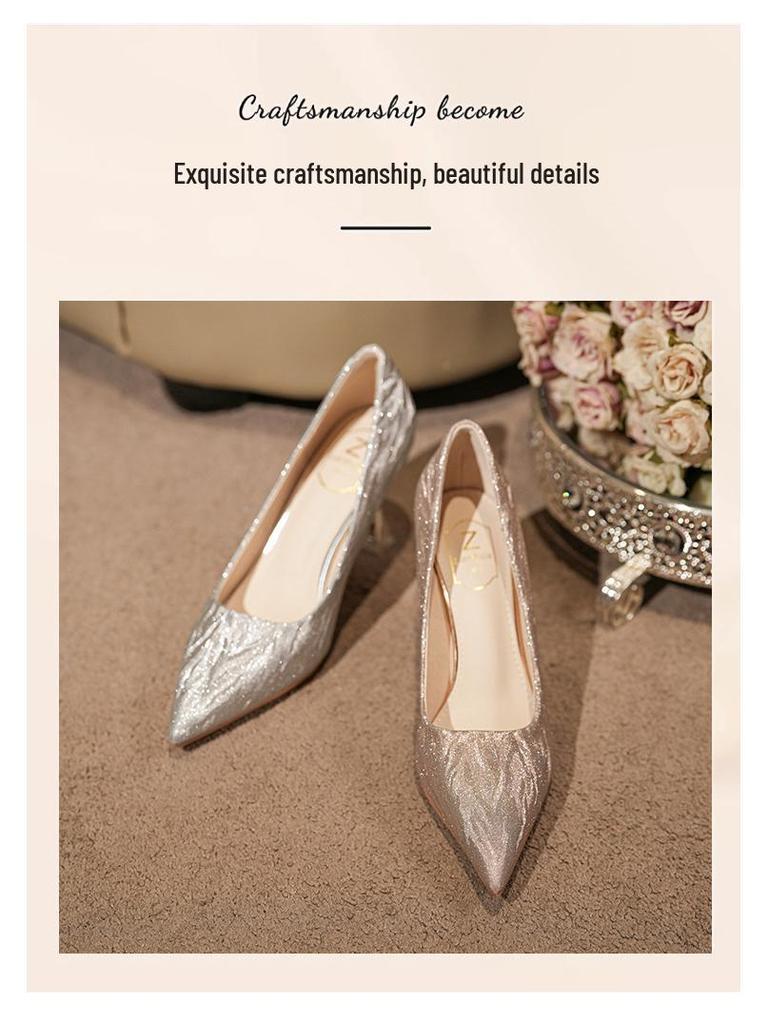 French Sparkly Versatile High Heels - Wedding & Banquet Shoes for Women