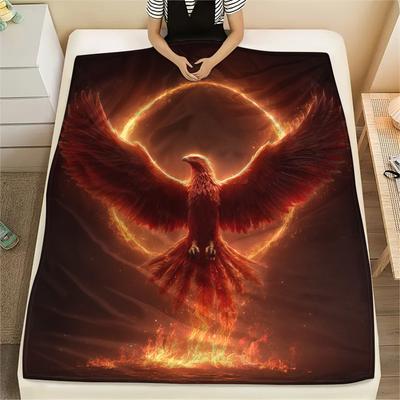 Flame Phoenix  Print Flannel Blanket, High Quality Comfortable for All Seasons, Home Decor, Warmth and Comfort