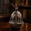 Ballet Dancer Tabletop Fountain Sculpture Indoor Water Feature with Flowing Water Streams and Round Base for Home Office Decoration
