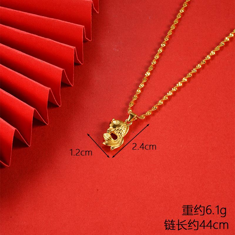Vietnamese gold-plated necklace for women, long-lasting color, vintage heart-shaped imitation gold jewelry, copper alloy accessory, new clavicle