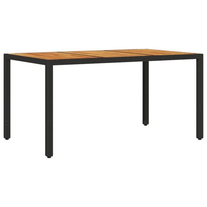 VidaXL Garden Table and Acacia Wood Top, Dining Table, Meal Table, Outdoor Patio Terrace Furniture, Black 365535