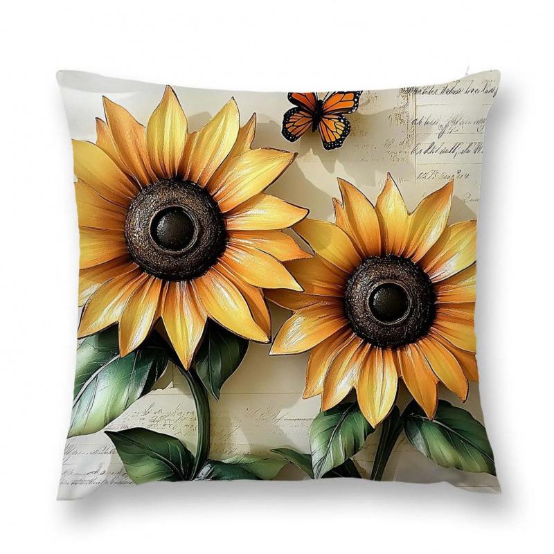 New Flower And Bird Pillow Cover Fresh Home Living Room Sofa Bed And Breakfast Bay Window Cushion Cover Premium