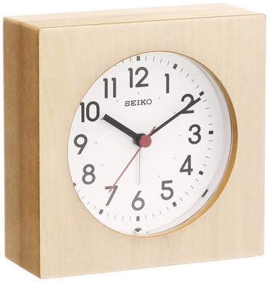 Wall Clock Double Use Analog Alarm Wooden Frame Natural Wood KR501A SEIKO