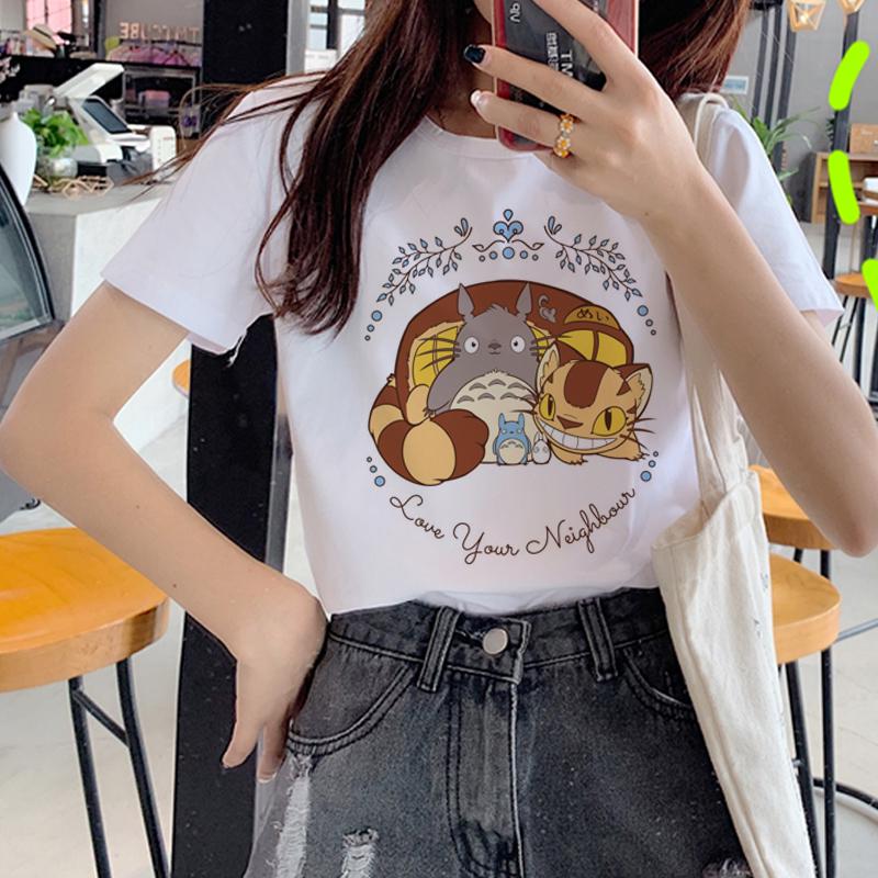 Kawaii Totoro Harajuku T Shirt Women Studio Ghibli Cute Cartoon T-Shirt Ullzang 90S Funny Tshirt Fashion Graphic Top Tees Female