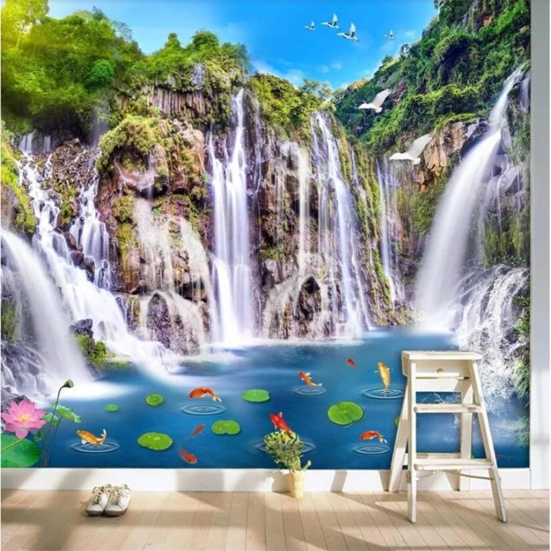 Tapet Mural 3d Peisaj Cascada Pod Lemn Peisaj Fundal Perete Pictură Decorativă Tapet 3d