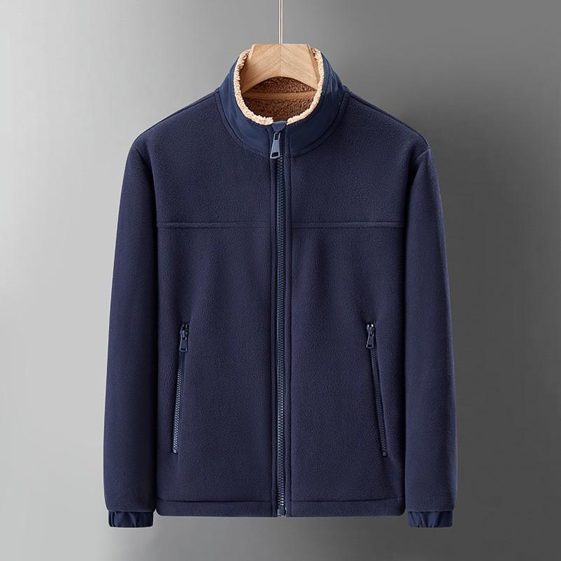 Warm Fleece Jacket Men Women Winter Outdoor Sport Lightweight Solid Color Full Zip Hoodless