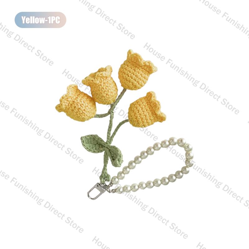 1-10PC Handmade Weaving Bag Pendant Lin Orchid Keyring Love Girl Pearl Chain Keychain Decoration Car Pendant Diy Bag Accessories