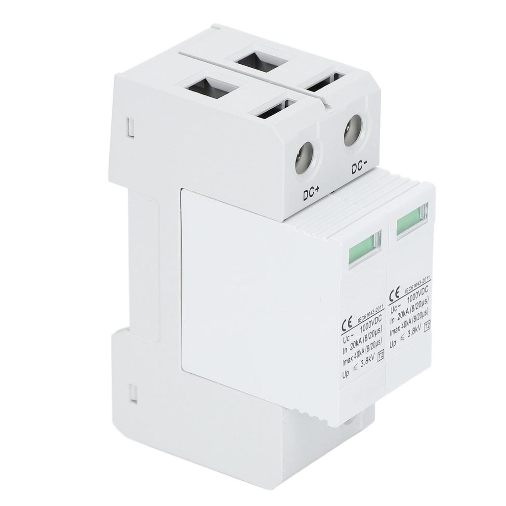 DC 1000V 40KA Surge Protector Arrester Protective Device for Photovoltaic Power System White 2P