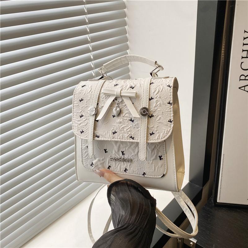 

Women s bag summer new trend niche design texture commuting fashion simple sweet cute backpack белый