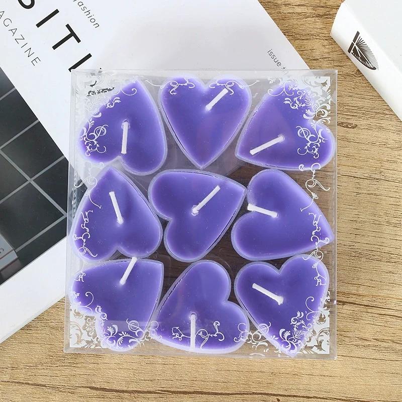 9 Pcs Creative Heart-shaped Candles/set Romantic Birthday Candles Lover Candles Dinner Proposal Scene Candles