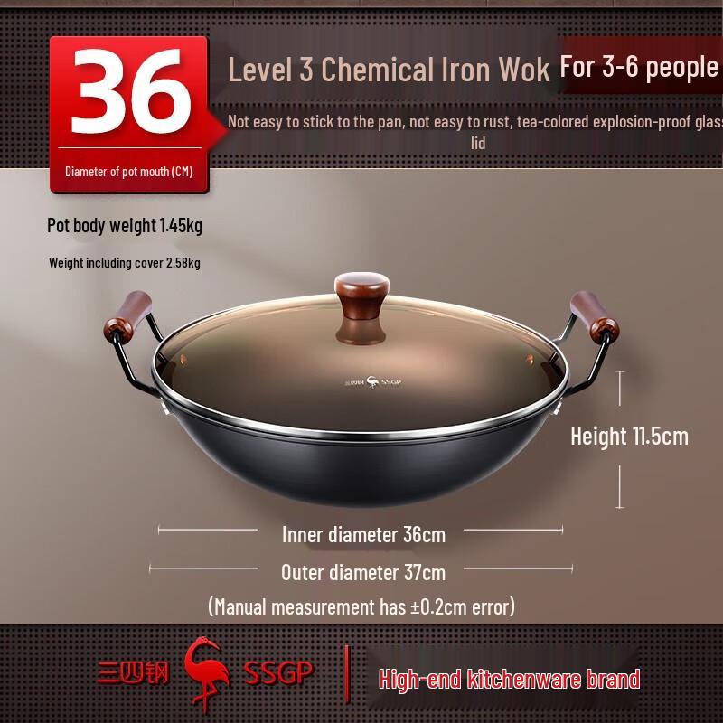 Sanshi Wrought Iron Wok with Double Handles