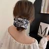 Korean Woman Big Elegant Black White Printed Elastic Hair Band Scrunchies Hair Ties Ladies Ponytail Holder Hair Accessories