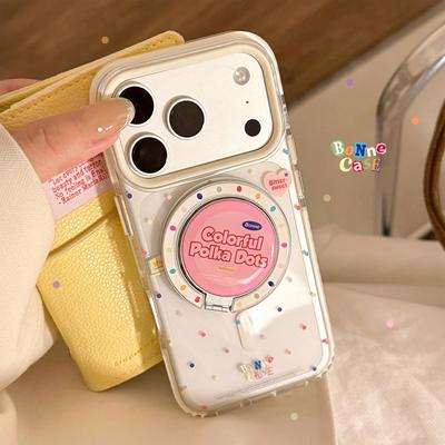 Colorful Polka Dot Stand Phone Case for iPhone 16, iPhone 17, iPhone 17 Pro Max
