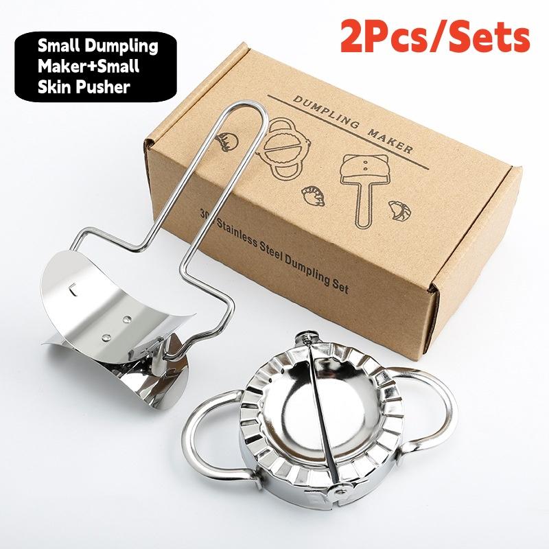 2Pcs/Sets Dumpling Making Tool 304 Stainless Steel Pinch Dumpling Skin Pusher Mold Dumpling Maker Set Dumpling Making Artifact