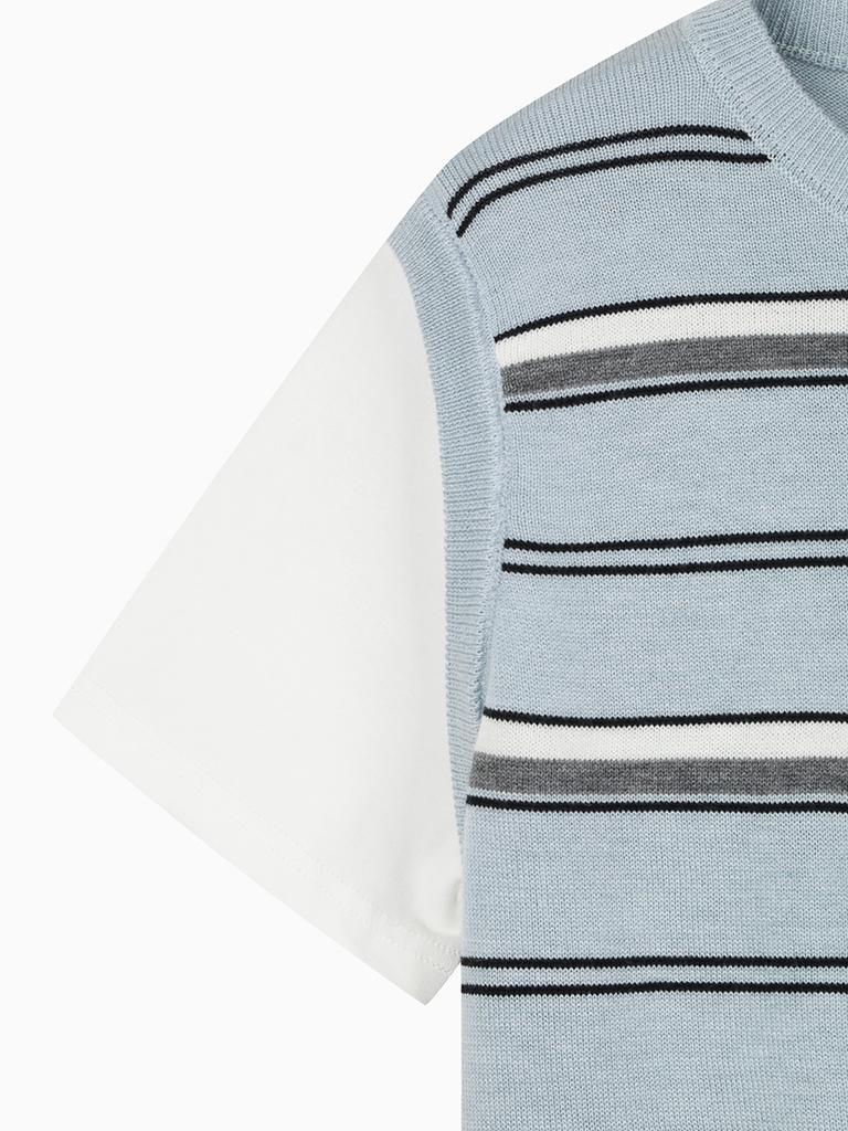 HANGTEN Women'S T-Shirt Sleeve Stripe Short Sleeve Knit_210(10570-140-411-45)