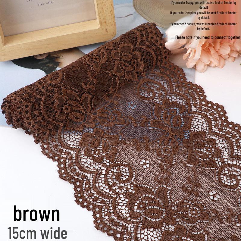 Bordo in pizzo elastico morbido largo 15 cm per decorazione di abbigliamento e gonne fai da te in bianco o nero