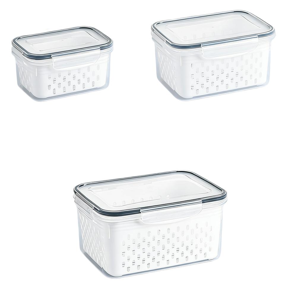 Refrigerator Food Storage Container with Filter Lid Keep Fruits Vegetables Berries and Meat Fresh for Longer Plastic  Container