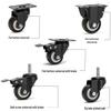 1.5 and 2 Inch Double Bearing Plastic Swivel Caster with Brake: Omnidirectional Wheel for Light-Duty Furniture and Planters