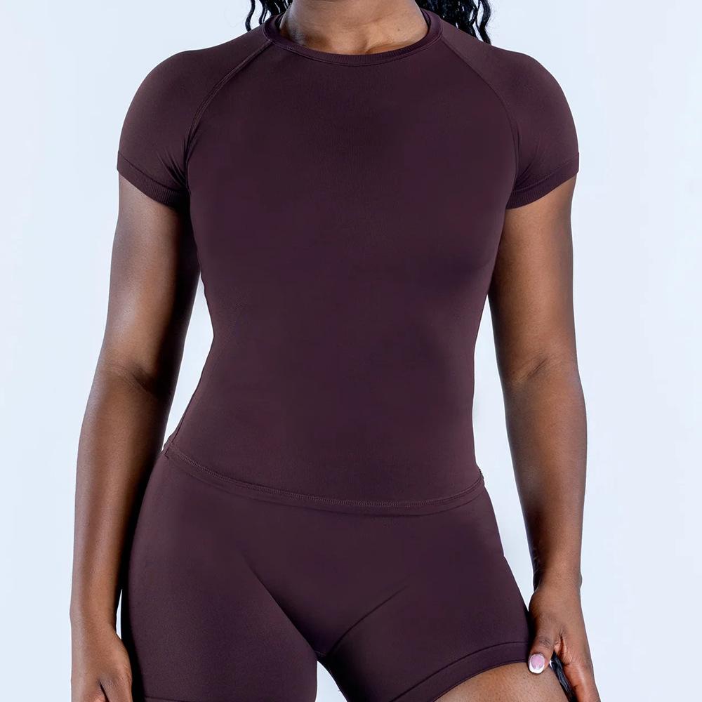 Yoga Sports Short Sleeve T-Shirt for Women, Stretchy Workout Top, Fitness Tee