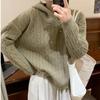 Autumn and winter new twist sweater women's hooded pullover retro lazy loose soft waxy knitted sweater sweater top women