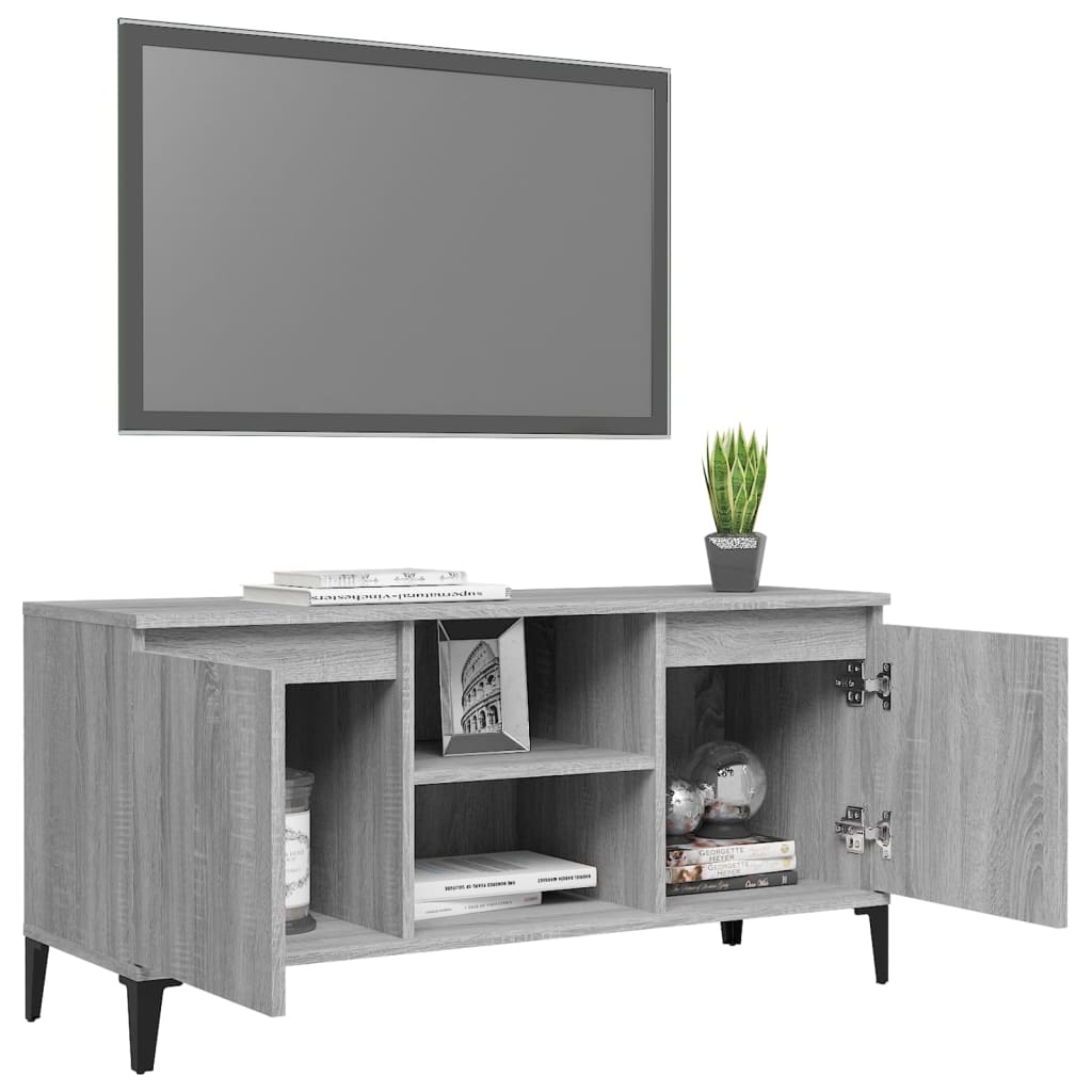 TV Stand with Metal Legs Grey Sonoma 103.5 X 35 X 50 Cm