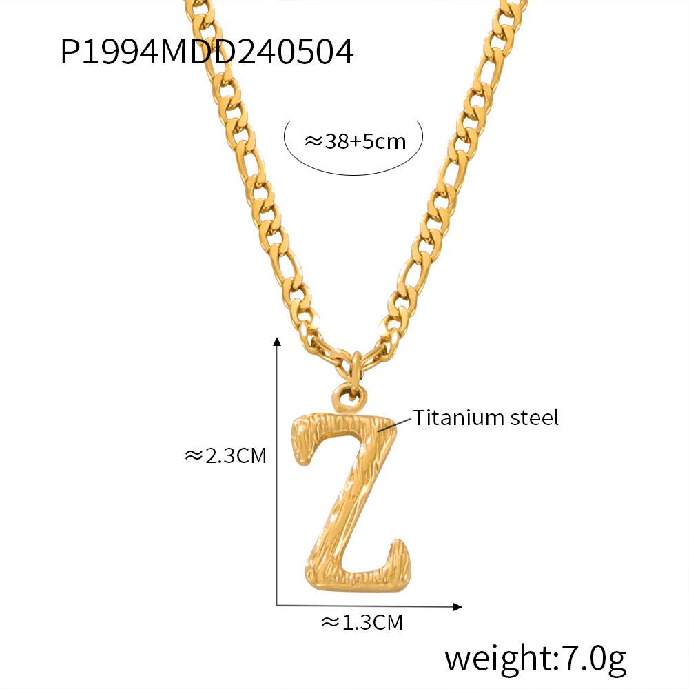 Simple Light Luxury Titanium Steel 26 Letter Necklace Niche Non-Fading Necklace Gold Tree Pattern Jewelry