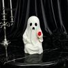 Personalized Holiday Ornaments 3D Printed Ghost Figurine with Wine Glass, Funny Halloween Desktop Dark Style Decorations Decor Statue, Novelty