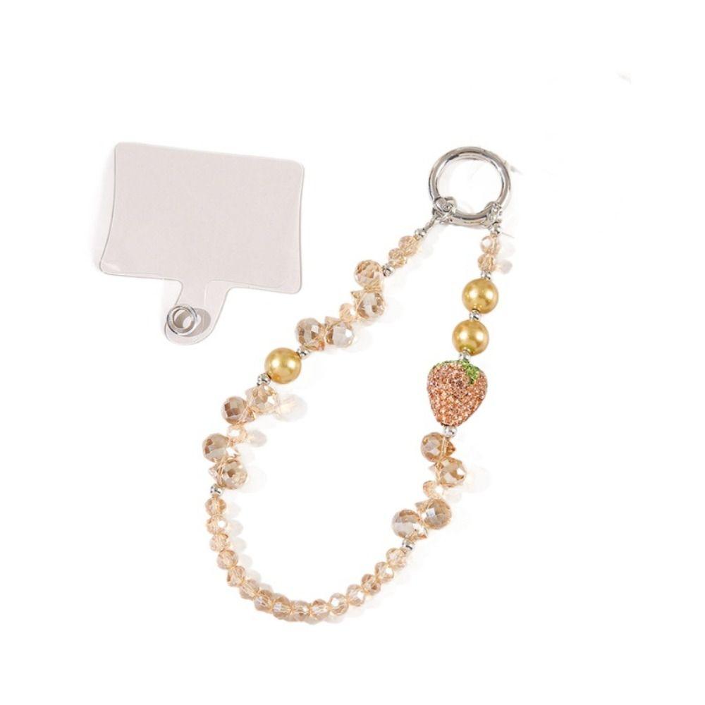 Short Bling Strawberry Phone Chain Anti-lost Pearl Mobile Phone Lanyard  Christmas Gifts