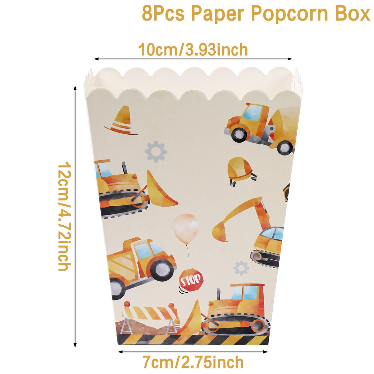 

8Pcs/lot Engineering vehicle Birthday Party Supplies Cartoon Cars Gift Box Popcorn Box for kids boys Favors Pirthday Party Gifts as shows