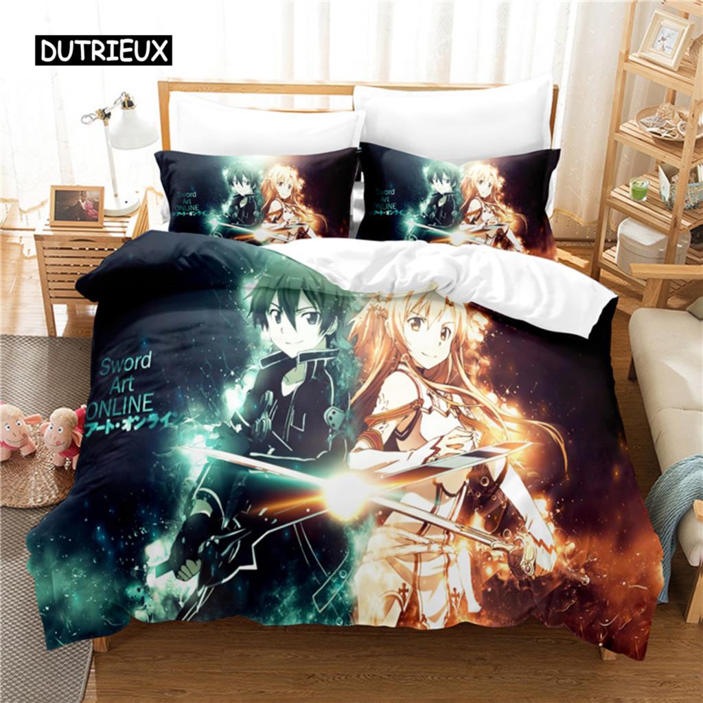 

Комплект постельного белья с изображением мультяшной девочки, комплект пододеяльников, постельное белье с 3D-принтом, комплект постельного белья размера «queen size», модный дизайн EU single(135x200cm)