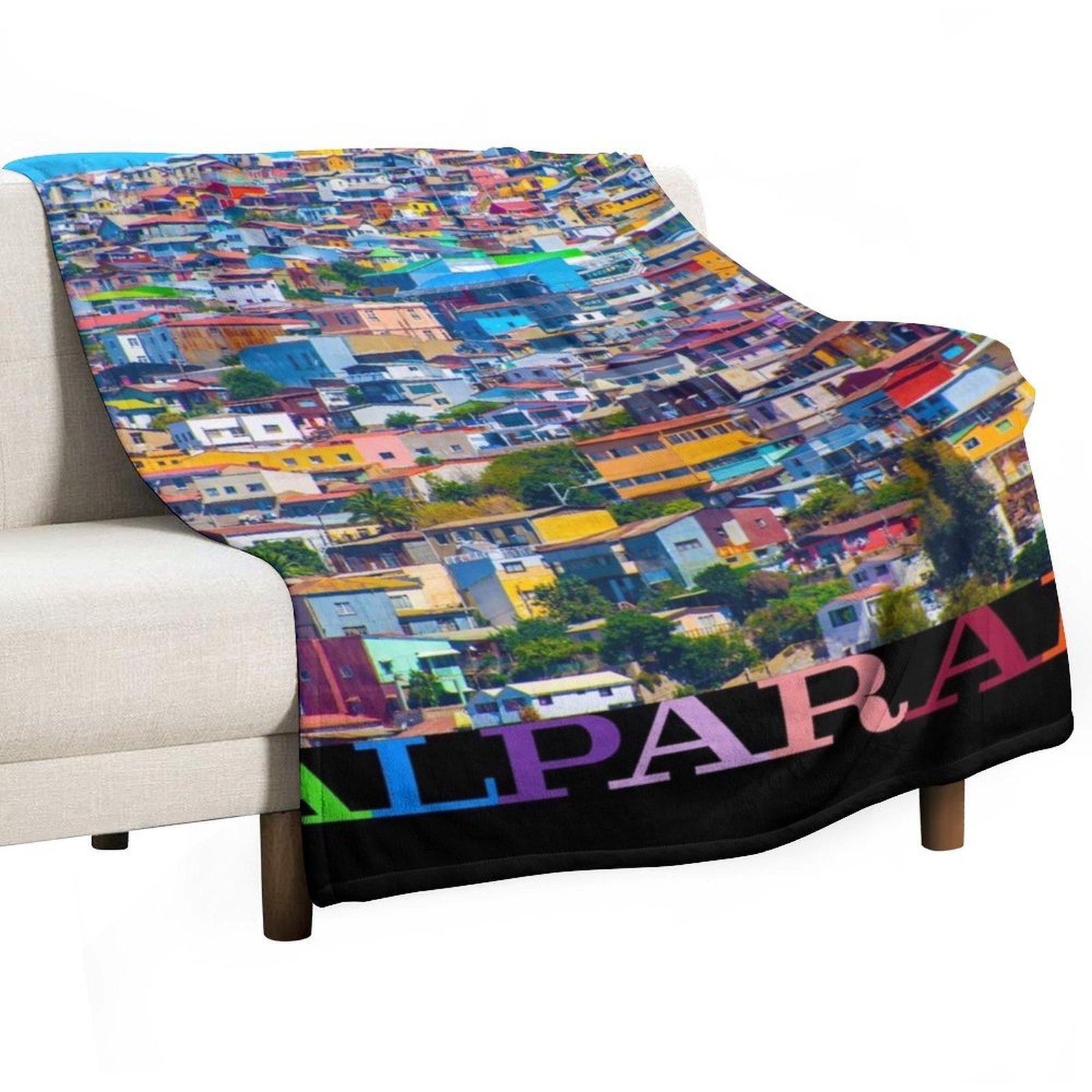 Valparaiso Travel Poster Throw Blanket Luxury Brand Retros Sofa Throw Single Blankets 30x40in