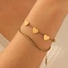 Gold Plated Stainless Steel Double Layer Heart Charm Bracelet for Women