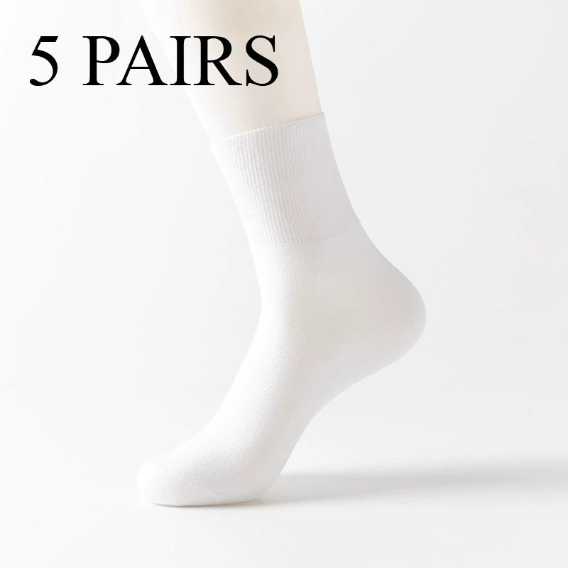 5 Pairs of Women'S Diabetic Socks, Non-Binding, Seamless Toe, Reinforced Heel, Knit Fabric with Cotton, Polyester, Spandex - Comfortable & Stretchable