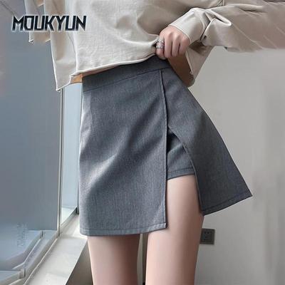 Seite-schlitz Röcke Frauen Mini Hohe Taille Büro Mujer Alle-spiel Mode Sanfte Temperament Casual Girlish Faldas Junge ins