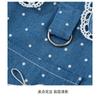 Minimalist Dog Dress With Denim Polka Dot Trim Harness-Compatible Back Strap