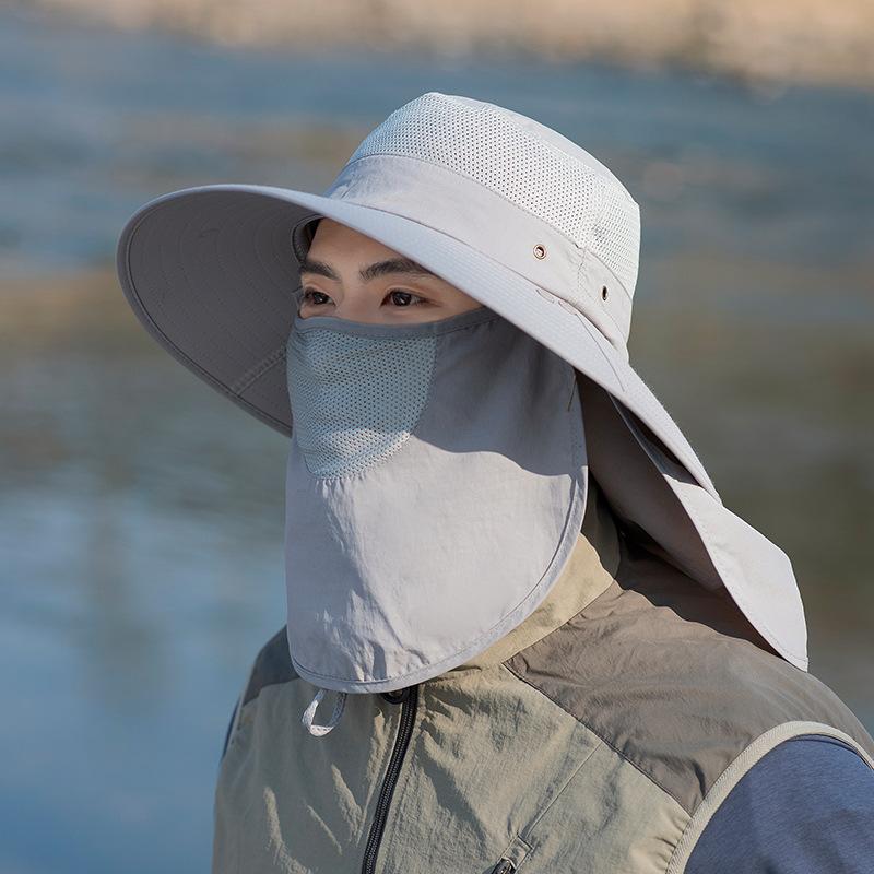 Outdoor quick-dry fisherman hat for men, summer multifunctional face mask, neck protector, all-in-one sun protection hat for hiking and climbing