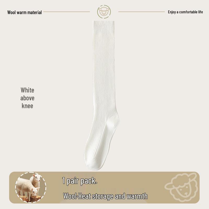 Wool Over-the-Knee Stripe Socks - Slim, Warm, Thigh-Length for Autumn & Winter