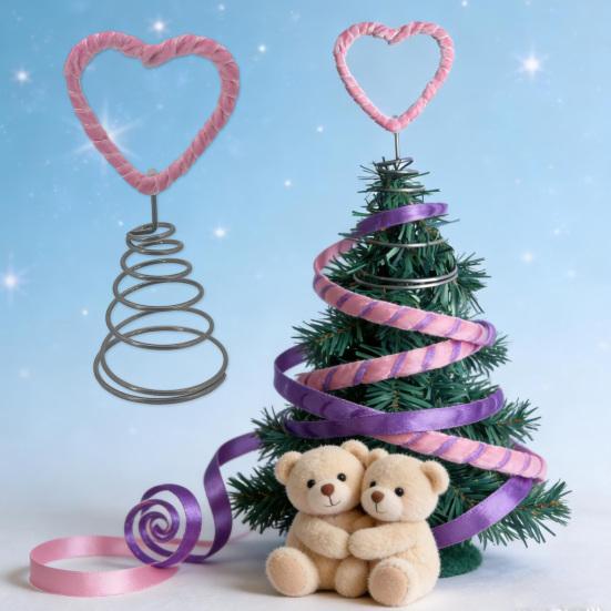 Alla hjärtans dag Hjärtträd Topp Rosa Sammetshjärta Trädtopp Prydnad för Hem Bröllop Semesterfest Tillbehör