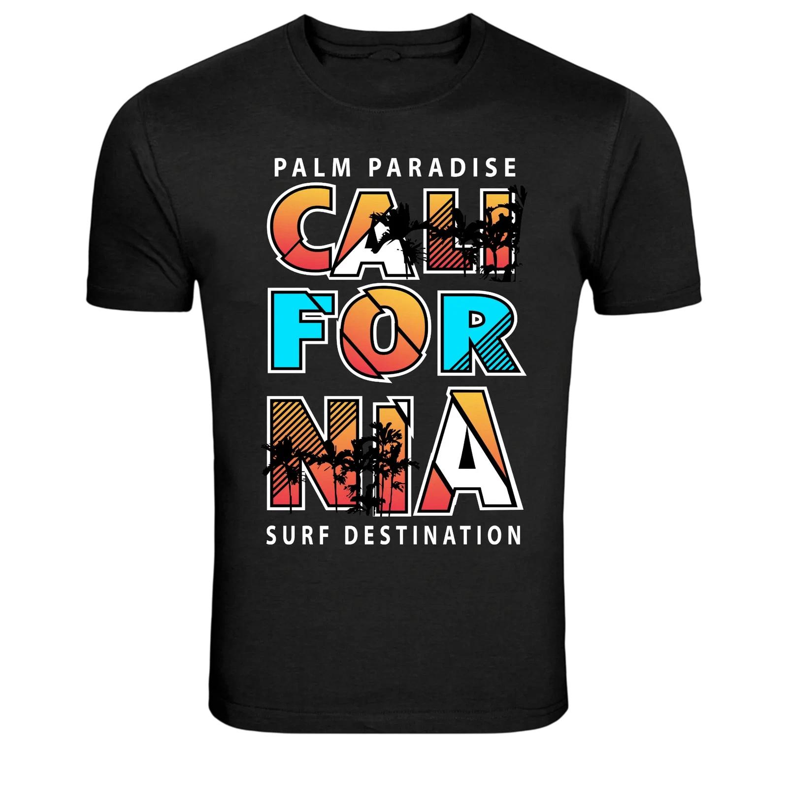 California Palm Paradise Surf Destination Graphic T-Shirt L