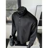 Dongjie No Logo Flus Autumn Henry Collar Straight Shoulder Composite 270g Heavy Cotton Long Sleeve T-Shirt Men's Sweatshirt