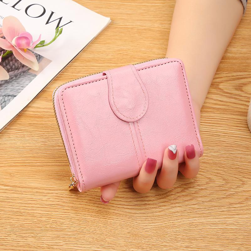 Women's Cute Soft Leather Zipper Wallet - Student-Friendly Two-Fold Coin Purse