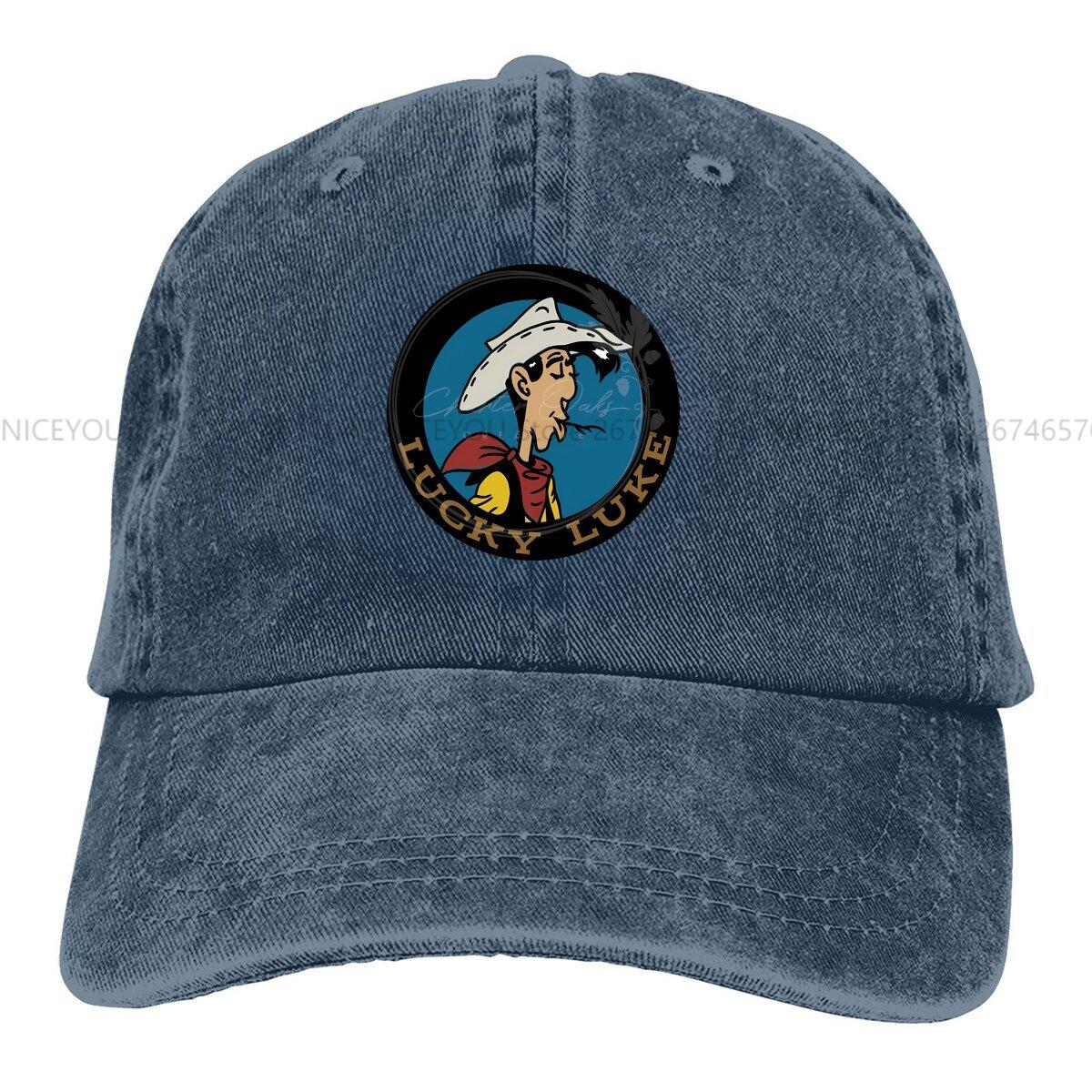 

Cowboy in Circle Layered Baseball Cap Men Hats Women Visor Protection Snapback Lucky Luke Cartoon Comic Caps One Size
