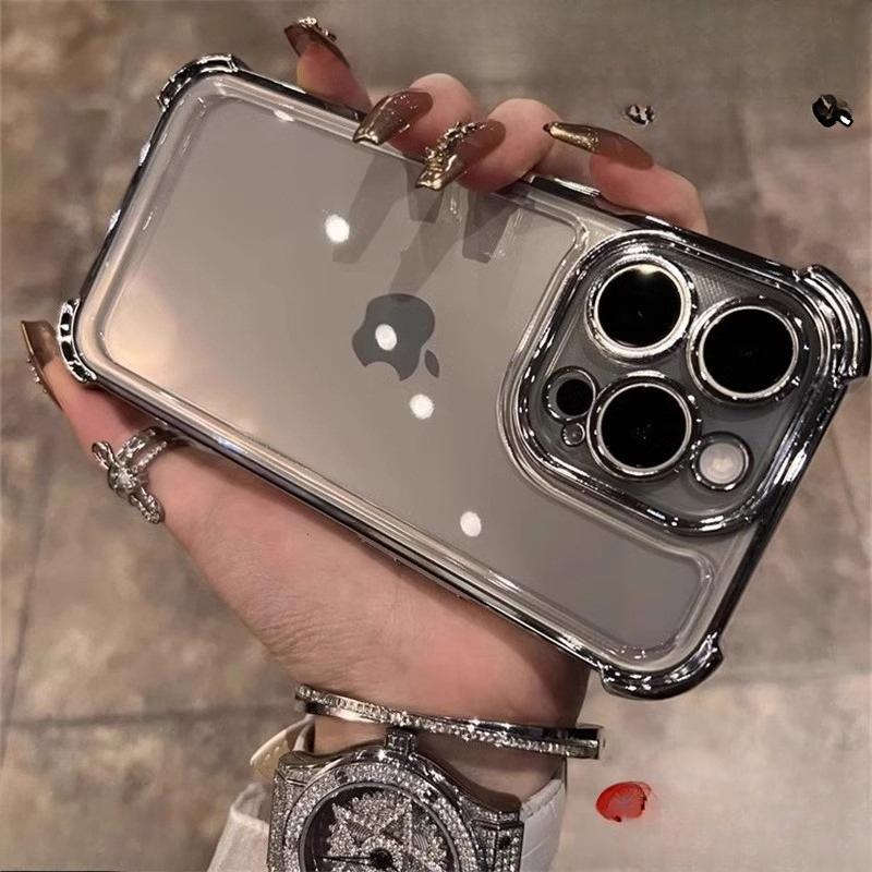 Applicable To IPhone17Pro Airbag Mobile Phone Case Transparent Four Corners Anti-fall Apple 16E Electroplating 15 Full Pack Protection Case