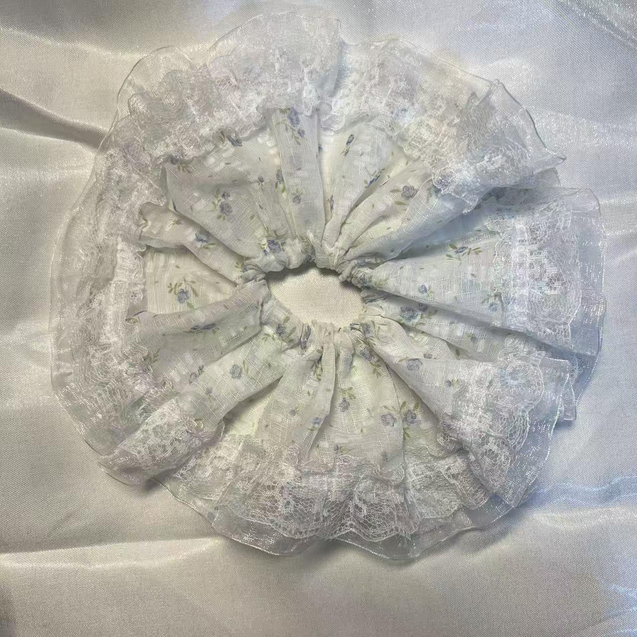 Korean Extra-Large Double Layer Floral Lace Hair Tie