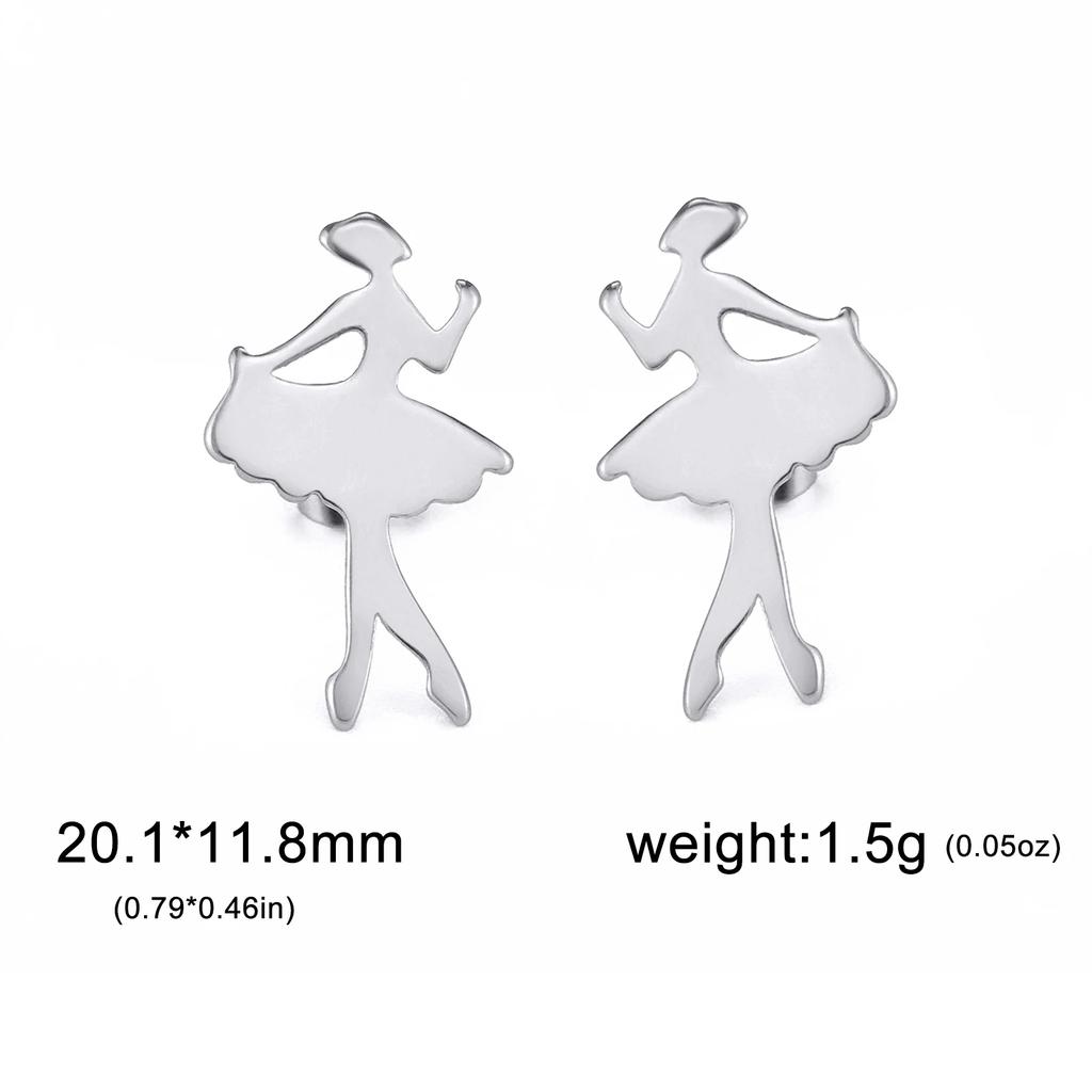 Teamer Ballet Danceing Beauty Girl Stud Earrings For Women Girls Stainless Steel Fashion Jewelry Valentine's Day Gift 2026 New